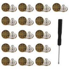 Amaxiu 16 Sets Adjustable Buttons for Jeans, 20mm No Sew Instant