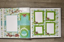 Handmade 4 Premade Scrapbook Pages Christmas Theme 12x12 with Photo Mats