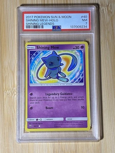 Pokémon 2017 TCG Shining Mew Holo Rare Card 40/73 Shining Legends PSA 7