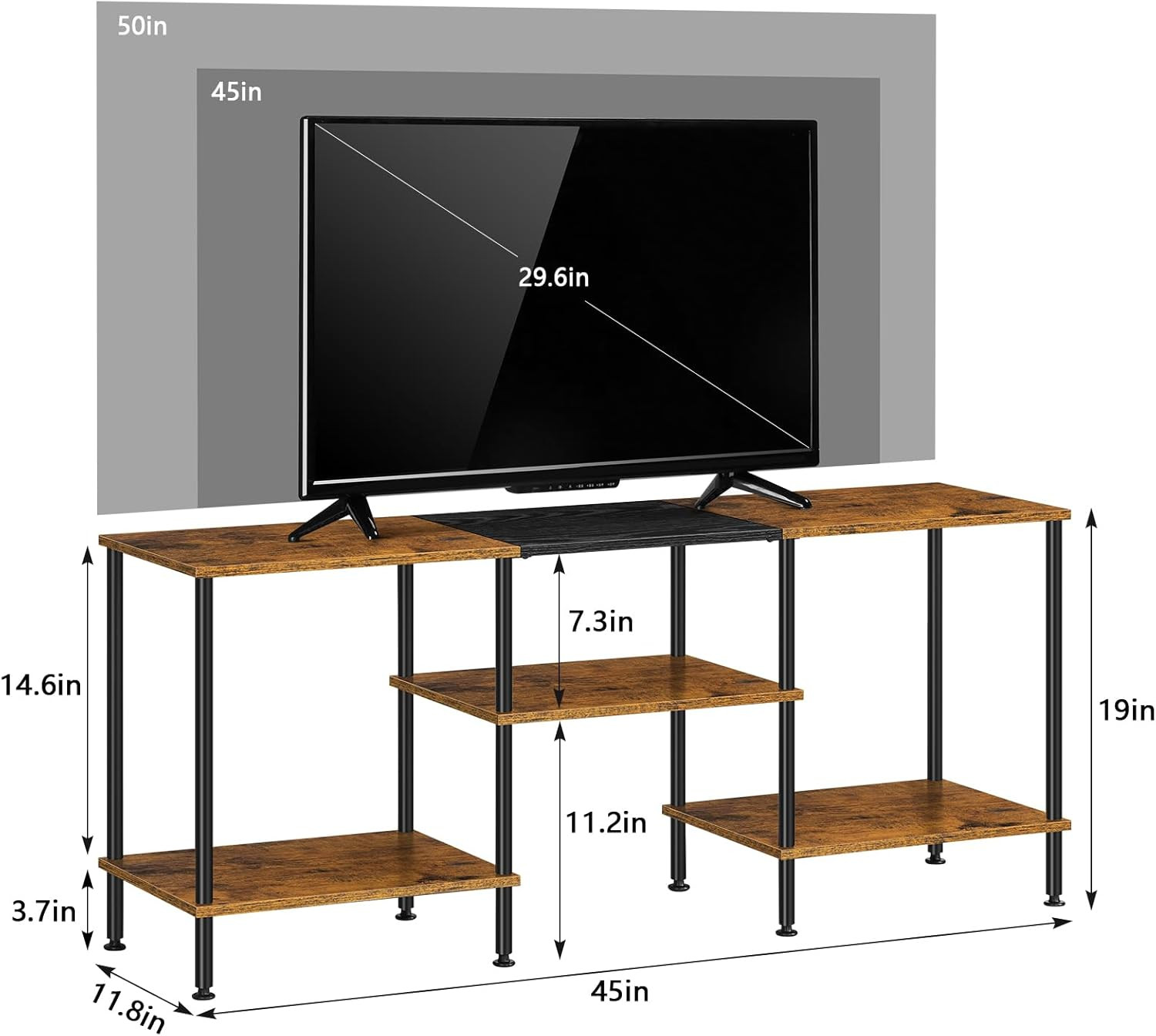 50 inch TV Stand for Bedroom Rustic Brown TV Entertainment Center with Storage 3