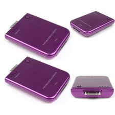 2X 2800MAH PORTABLE EXTERNAL PURPLE BATTERY CHARGER 30-PIN IPHONE 4S 4 IPOD NANO