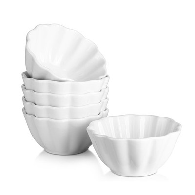 4OZ White Porcelain Ramekins Oven Safe Serving Bowls Souffle Creme Brulee