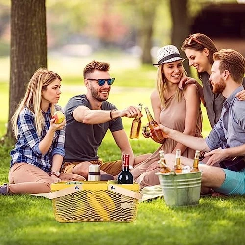 Cesta de cosecha de malla portátil - mango de bambú natural plegable 1 amarillo limón Foto 4 de 4