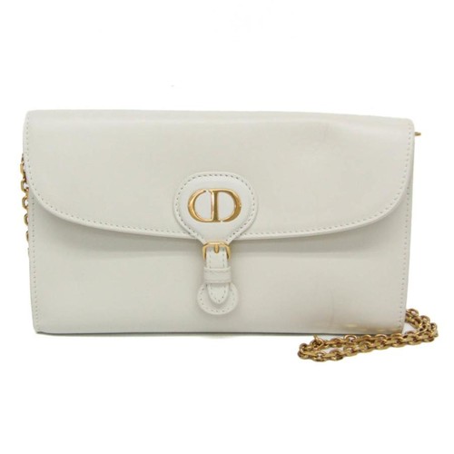 Christian Dior Bobbi East-West Chain Shoulder Bag Leather White Womens From Japa