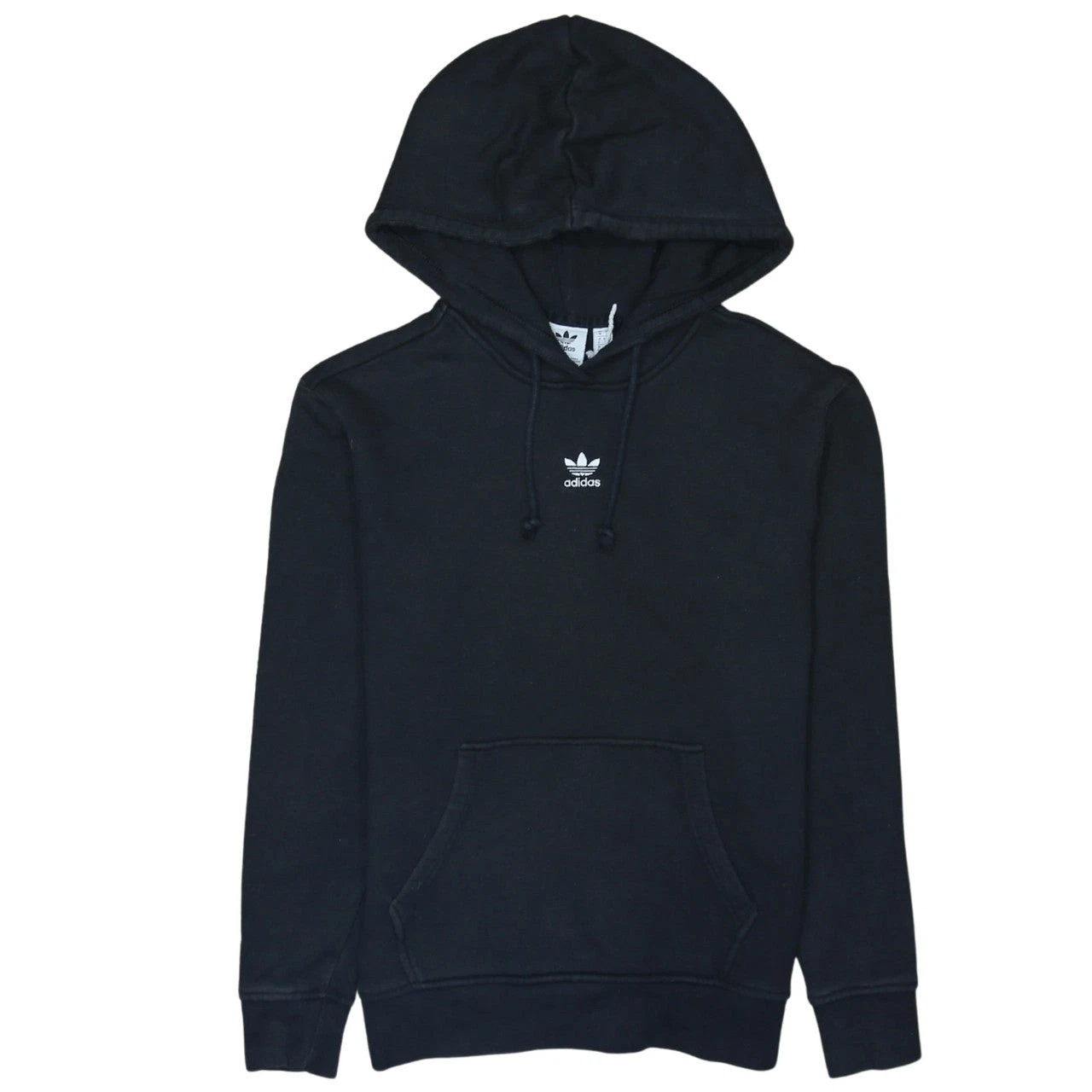 Adidas Womens Black Pullover Hoodie UK 8 Cotton Blend Logo Sweatshirt