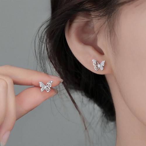 CZ kleine Schmetterling Ohrstecker für Damen versilbert Hypoaller - Bild 4 von 6