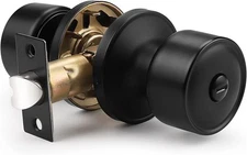 knobelite 1 Pack Door Knob Privacy Function Keyless Lock privacy knob, Black 