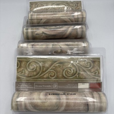 Lot Of 5 VTG Home Trends Decorative Wallpaper Bordering Pre Pasted Beige Floral