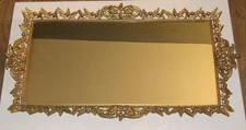 VINTAGE HOLLYWOOD REGENCY ORNATE VANITY MIRROR TRAY (EX. LG. 29" x 16")