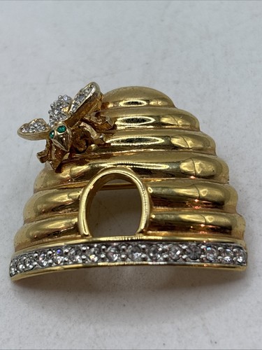 Goldtone Signed Joan Rivers Beehive Pin
