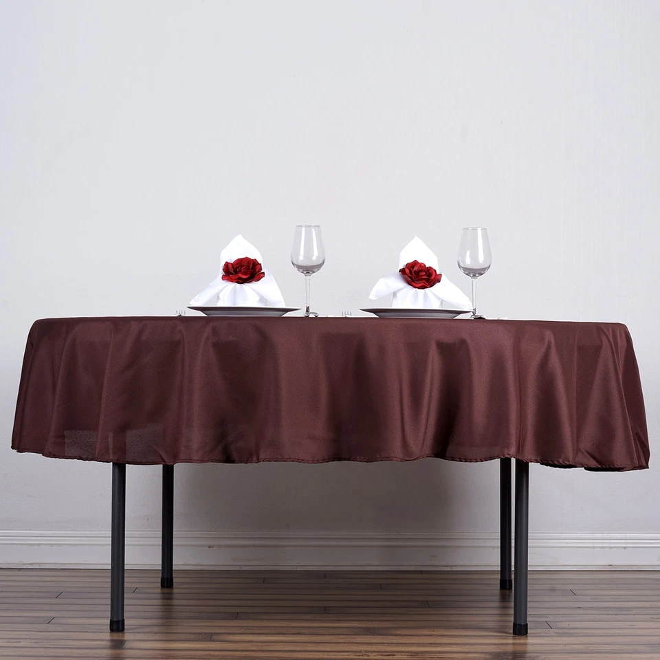 Chocolate Brown ROUND 70" POLYESTER TABLECLOTH Wedding Catering Ceremony Home