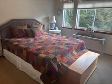 THE COMPANY STORE PATCHWORK STRIPED COTTON KING QUILT REVERSIBLE VINTAGE 5PC#126