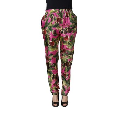 DOLCE & GABBANA Pants Fuchsia Fig Fruit Leaf Tapered Trouser IT40/US6/S 1350usd