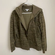 Amazon Essentials Men’s Full Zip Size XL Fleece Hoodie Green Abstract Camo