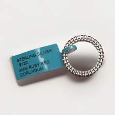 925 Sterling Silver 4mm Ruby Red Corundum Ete...