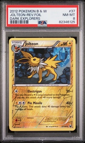 2012 POKEMON BLACK & WHITE DARK EXPLORERS #37 JOLTEON-REVERSE HOLO PSA 8 POP 6