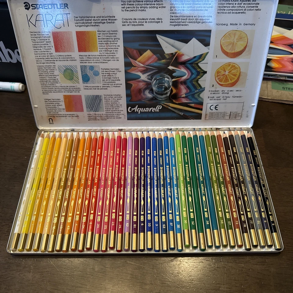 NIOB Staedtler Karat Aquarell 36 Professional Watercolor Pencils In Tin case - Image 3 of 4