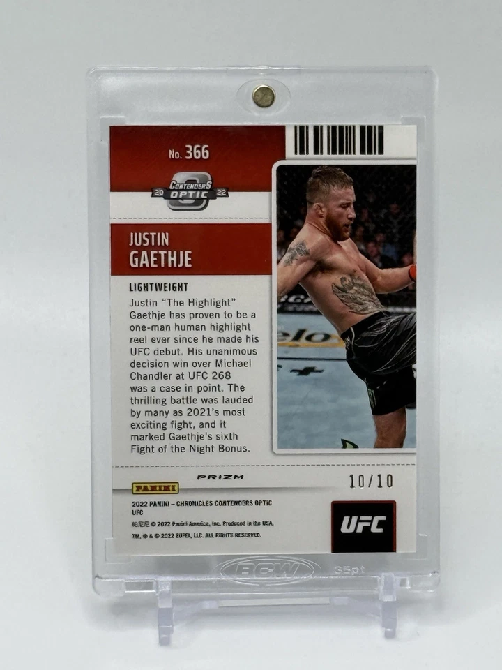 2022 Chronicles UFC Contenders Optic JUSTIN GAETHJE Season Ticket GOLD #10/10 - Image 2 of 2