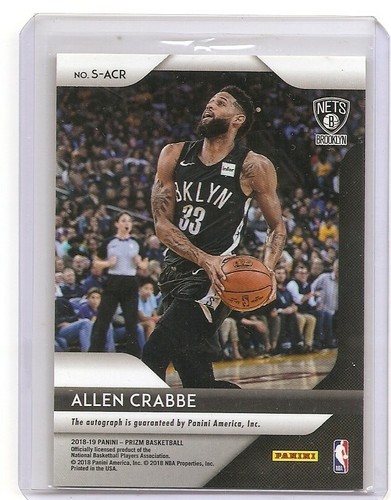 2018-19 Panini Prizm Allen Crabbe Auto Card Brooklyn Nets - Bild 2 von 2