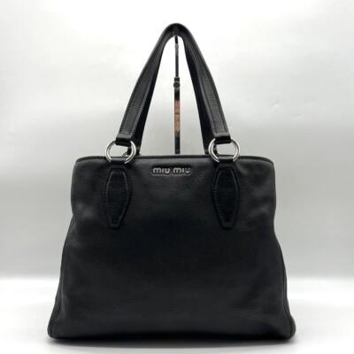 miu miu VITELLO CARIBU Leather Tote Bag 2Way Shoulder bag miu miu VITELLO CARIBU Leather Tote Bag 2Way Shoulder bag