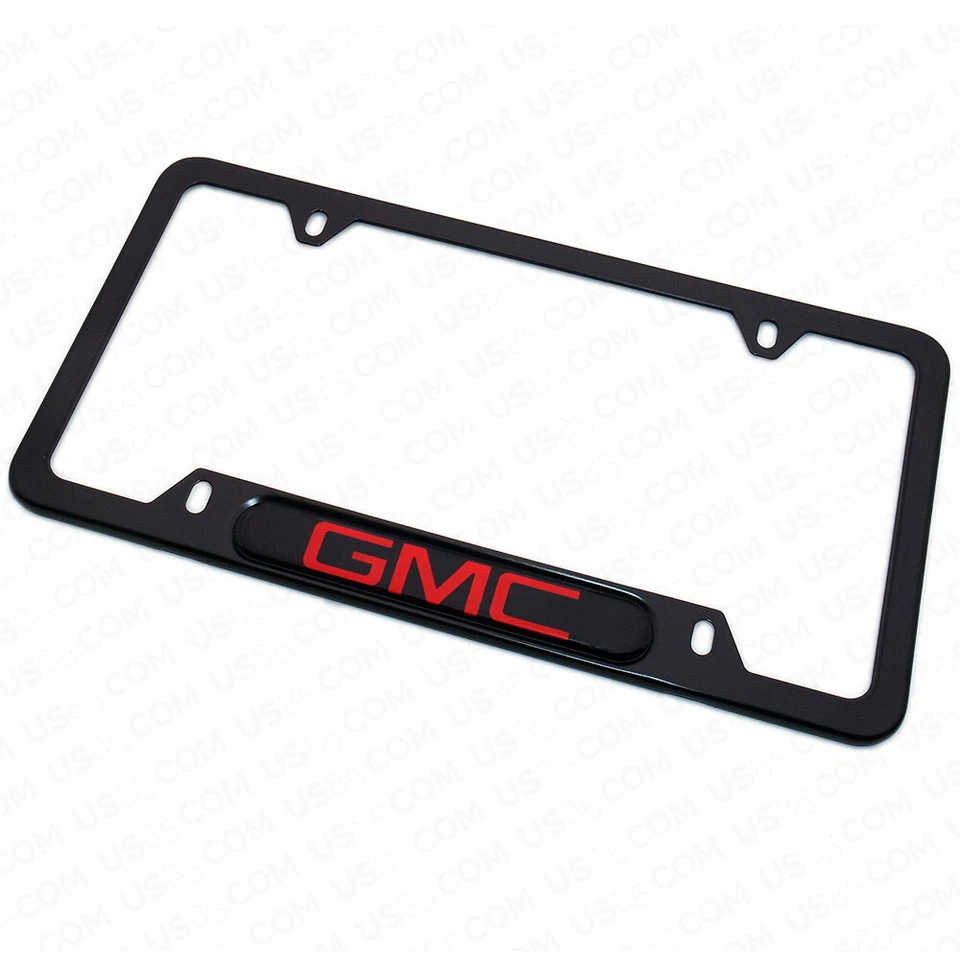 Cubierta de marco de matrícula emblema trasero delantero de acero inoxidable negro regalo - GMC Foto 3 de 4