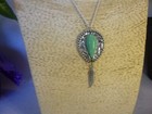 Jade Gemstone W/Feather Pendant Silver Necklace Native American  Jewelry