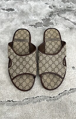 Authentic Gucci Supreme Brown Canvas Mens Sandal/Slide US12  display picture 3