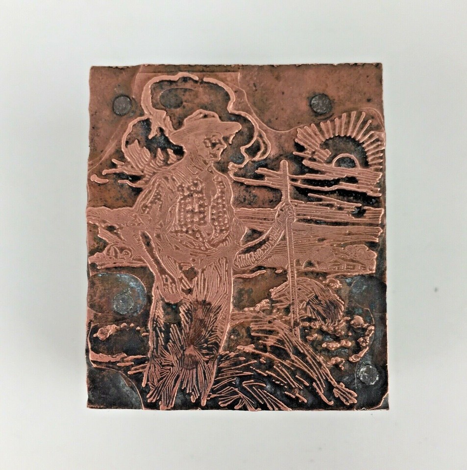 Farmer Printing Printers Block Man Sun Cloud Stamp Crafts Wood Metal