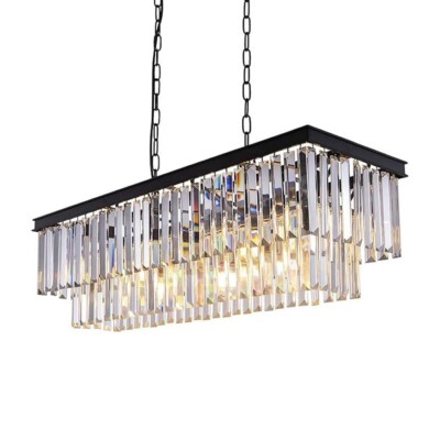Rechteckiger Kristall Kronleuchter Luxuriös Elegant Decken Leuchte Esszimmer Lampe