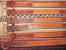 VTG Western C M Co Buckstitch Tooled Embossed Leather Belts 6 pc Size 24 NEW