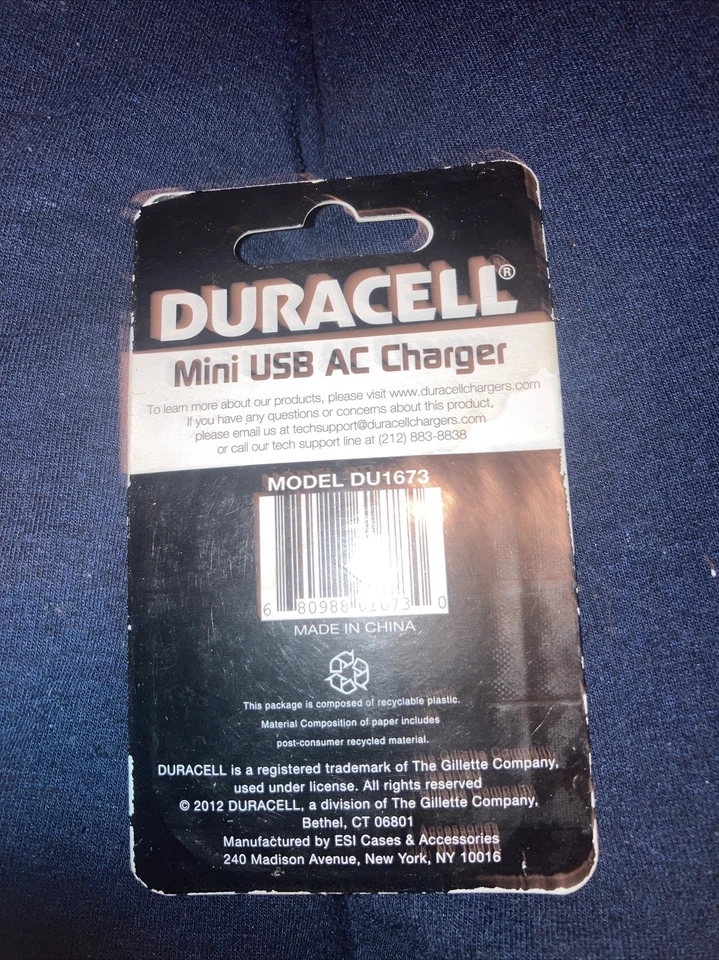Original DURACELL Mini USB Wall Charger DU1673 (Black) -- NEW Sealed - FREE Ship - Image 2 of 2