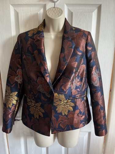 Women's Next Petite Blazer Navy Blue, Gold, Bronze and Copper Size UK 10 - Picture 6 of 24