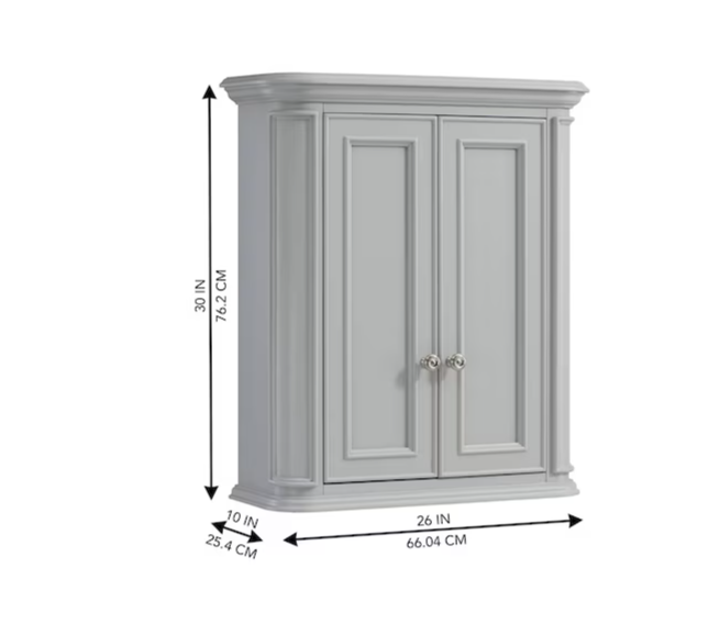 Wrightsville Wrightsville 26x30x10 Light Gray Soft Close Bathroom Wall