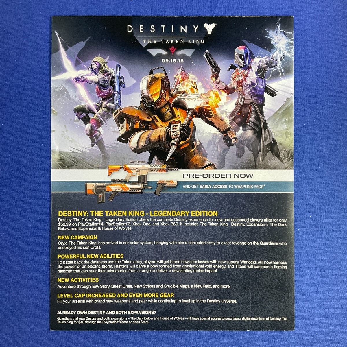 DESTINY The Taken King Video Game Retailer Preorder Promo