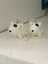 English Bull Terrier Bully Dog Resin Charm Dangle Earrings 