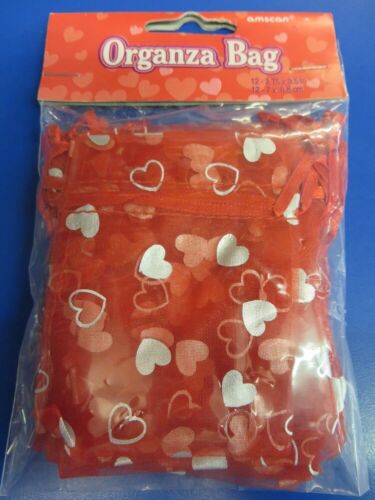Valentine's Day Hearts Holiday Party Favor Gift Treat Sacks Fabric Organza Bags - Picture 1 of 1