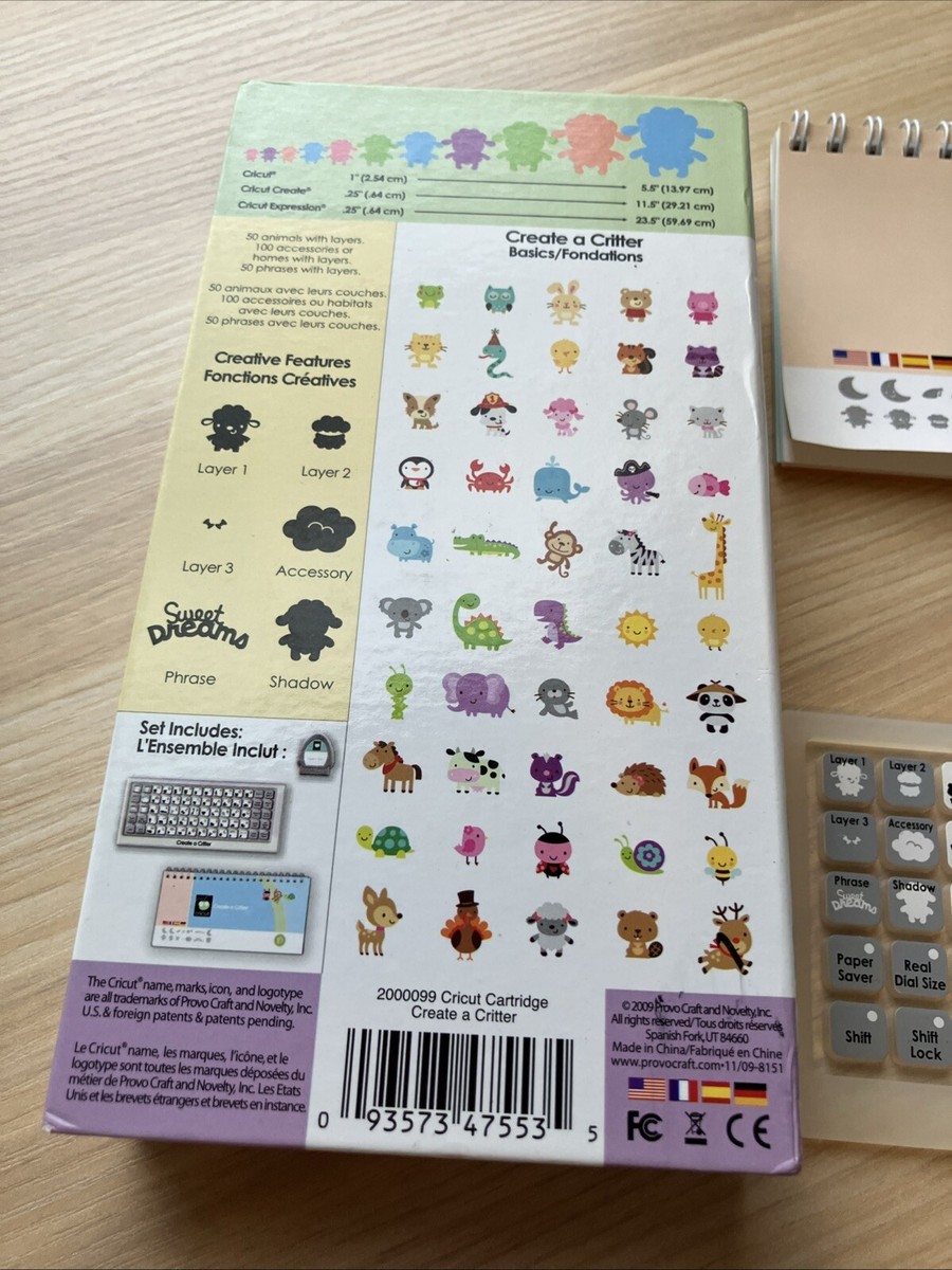 CRICUT Shapes Cartridge Create A Critter - Complete Set w/ Box | eBay