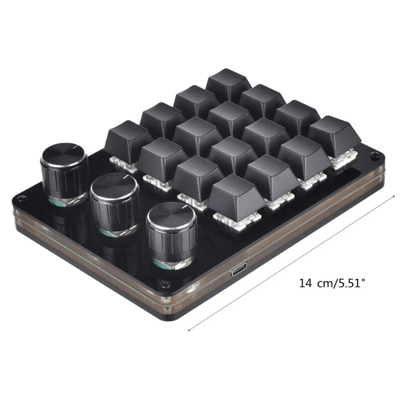 Compact 16-Key Macro Mechanical Keyboard with 3 Knobs for Professional Use
