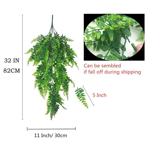 Artificial Hanging Ferns Plants Vine Fake Boston Fern Hanging Plant Waterproof - Picture 6 of 10