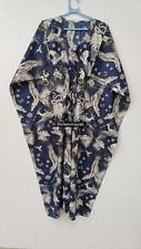Indian Blue Long Animal Print Cotton Hippie Maxi Women Nightwear Caftan Dress