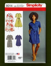Misses Shirt Dress Sewing Pattern~Classic Style (Sizes 16-24) Simplicity 8014
