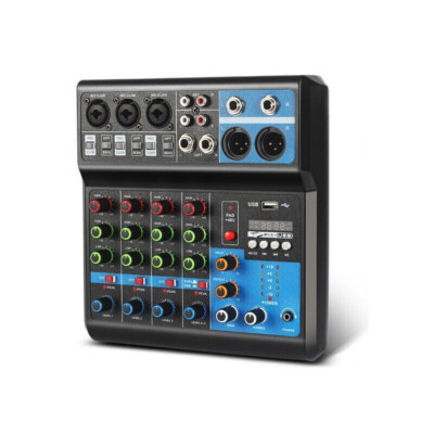 F-5A 5-Channel Audio Mixer Bluetooth Mixing Console Sound Card for PC Phone Live