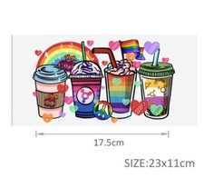 1 Piece Cup Wrap, Transfer Stickers for Glass Uv DTF LGBTQ Rainbow