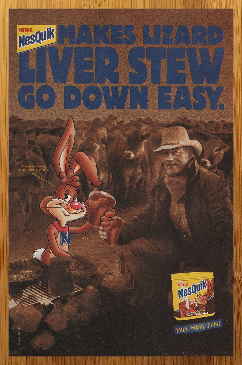 2000 Nestle Nesquik Chocolate Powder Print Ad/Poster Bunny Cowboy