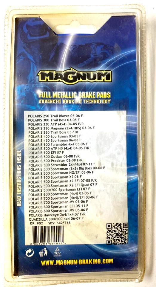 ТОРМОЗНЫЕ КОЛОДКИ, МЕТАЛЛИК, MB061M, POLARIS 250,300,330,400,450,500,600,700,800,QUADZILLA - Изображение 2 из 3