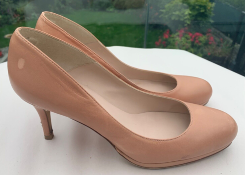 L.K. Bennett Blush Nude Sybila Leather Court Shoes Heels 41 - Afbeelding 1 van 7