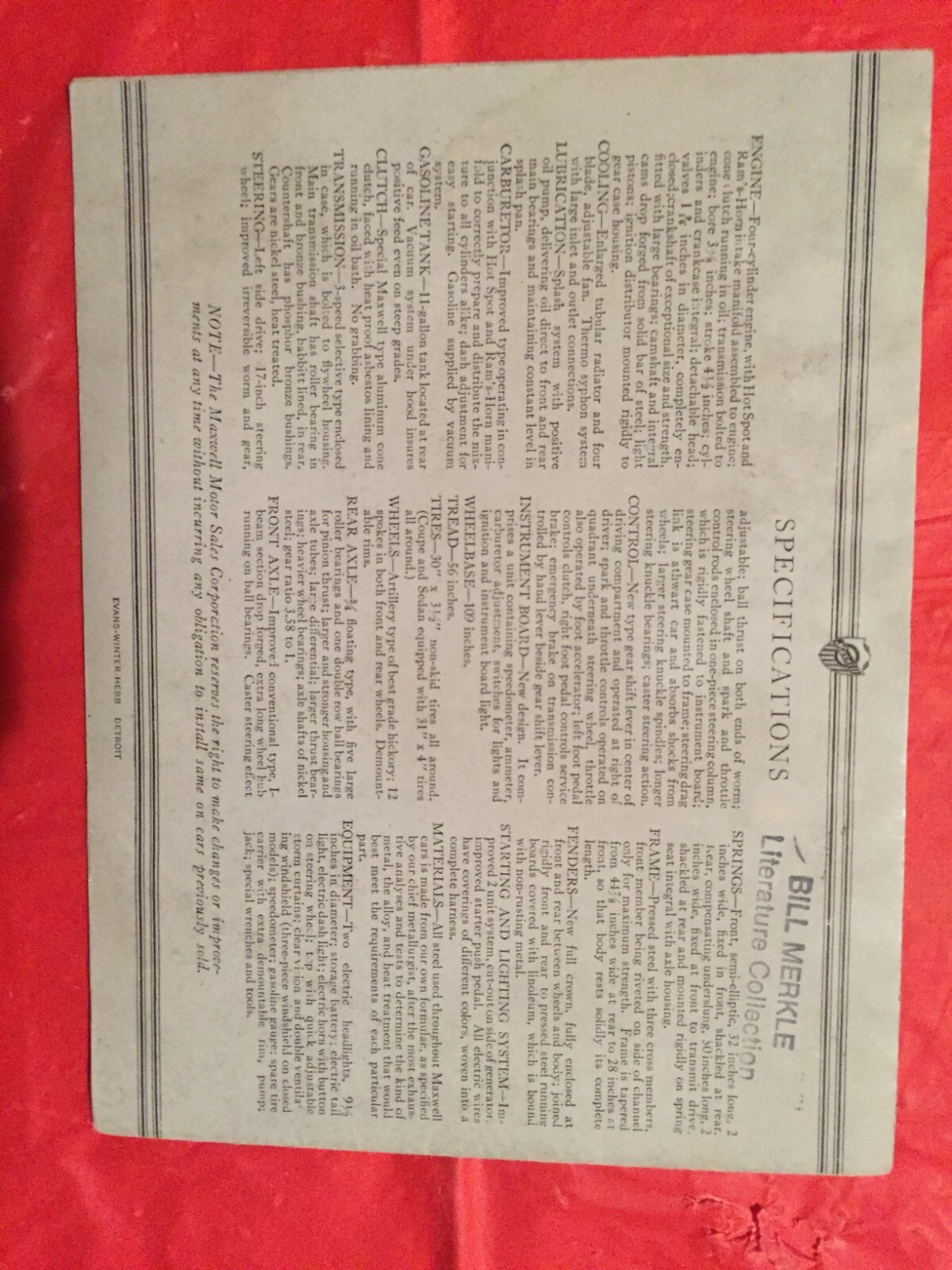 c.1930 MAXWELL Car Dealer Sales Brochure eBay