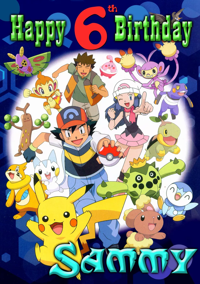 Biglietto di auguri POKEMON Buon compleanno personalizzato QUALSIASI buon  comple