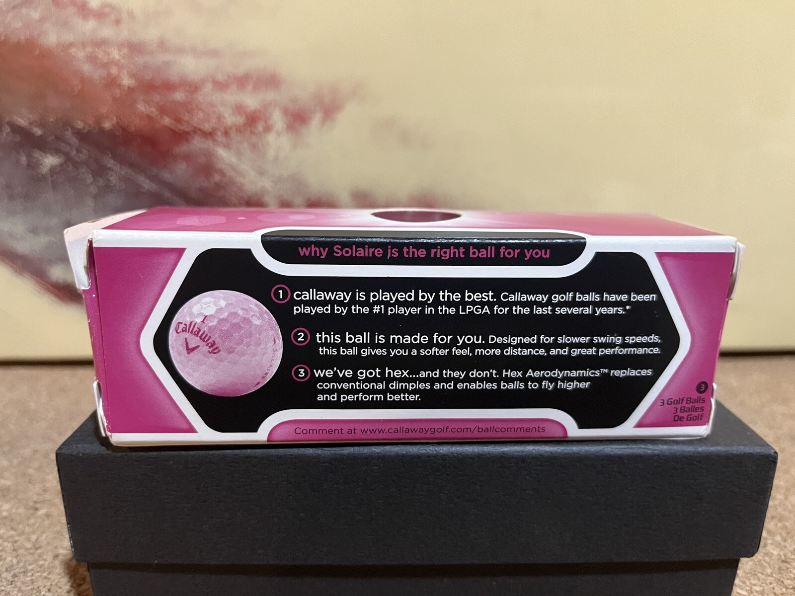 Callaway Women's Hex Solaire Pink Glitter Golf Balls 3 Pack