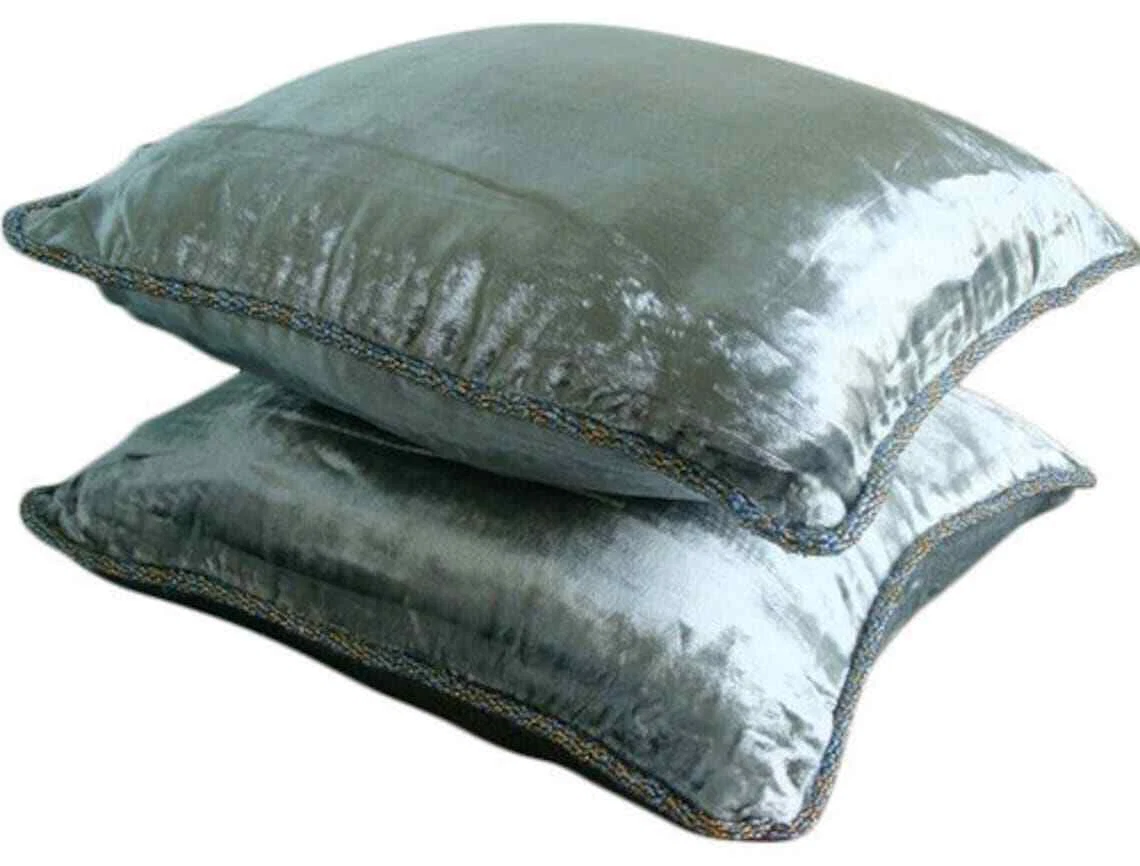 Decorative Cushion Cover Silver 16"x16", Couch Decor Velvet - Silver Shimmer